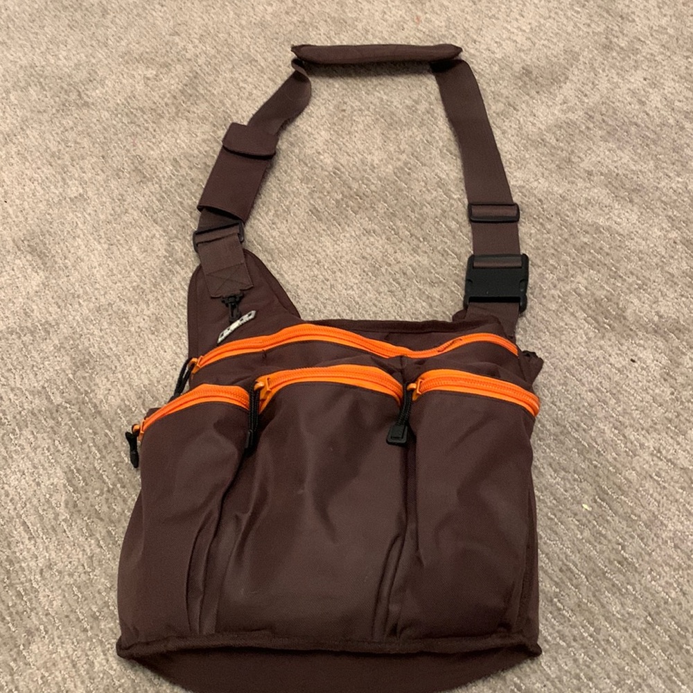 Diaper Dude Messenger Diaper Bag for Dads, Brown and Orange